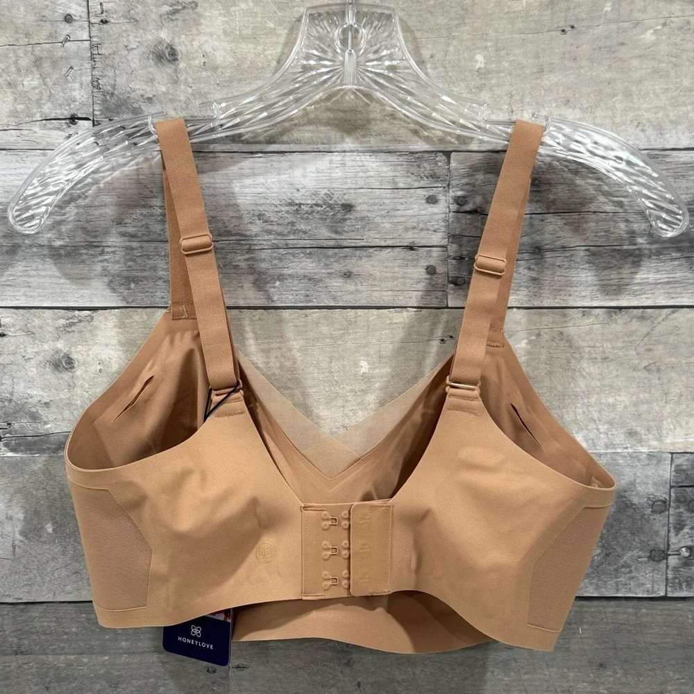 HONEYLOVE CROSSOVER WIRELESS BRA - SAND - SIZE - 36D/DD/E